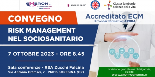Gruppo Gheron annuncia il suo 2° convegno scientifico accreditato ECM: RISK MANAGEMENT NEL SOCIOSANITARIO