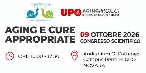 Aging e cure appropriate: il 9 ottobre a Novara il Congresso Nazionale di Slow Medicine ETS