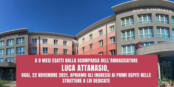 22 NOVEMBRE 2021: APRONO AL PUBBLICO LE NUOVE RSA ATTANASIO E RSA LIMBIATE.