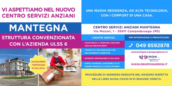 Accreditato presso la Regione e Covid-Free il Centro Servizi Anziani Mantegna di Campodarsego è a disposizione della comunità