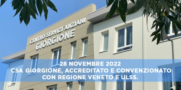 Accreditato e convenzionato il 28 novembre 2022 con la Regione Veneto e ULSS il Centro Servizi Anziani Giorgione di Vigonza