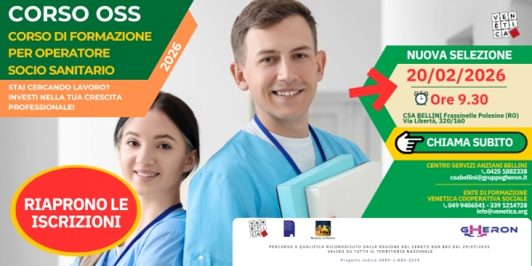 RIAPRONO LE SELEZIONI PER IL CORSO OSS AL CSA BELLINI!