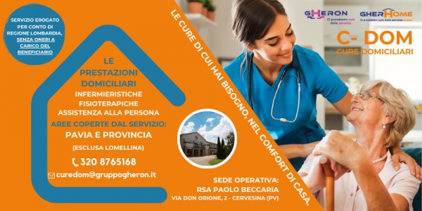 A PAVIA E PROVINCIA È ATTIVO IL SERVIZIO C-DOM CURE DOMICILIARI IN CONVENZIONE, CON SEDE PRESSO LA RSA PAOLO BECCARIA DI CERVESINA.